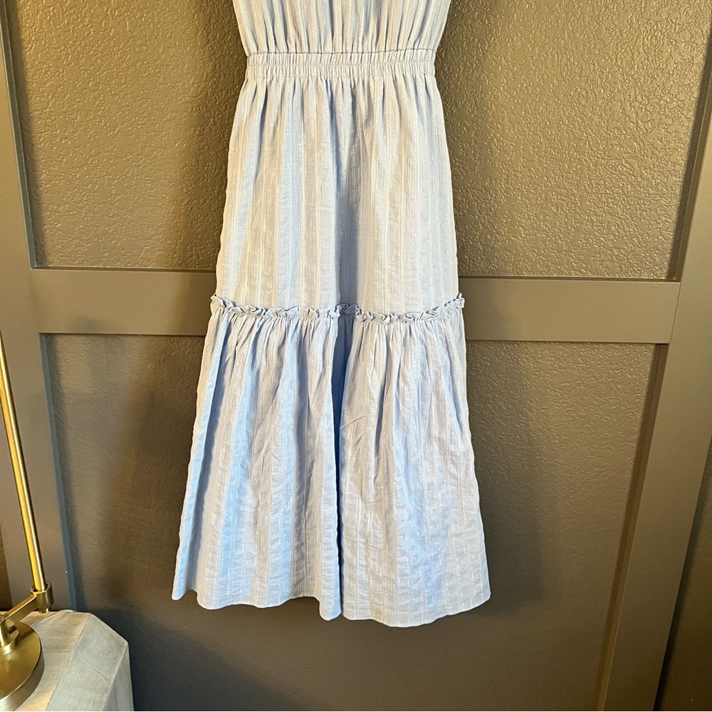 MISA LOS ANGELES • Kyla Metallic Blue Puff Sleeve Dress XS - Picture 13 of 13